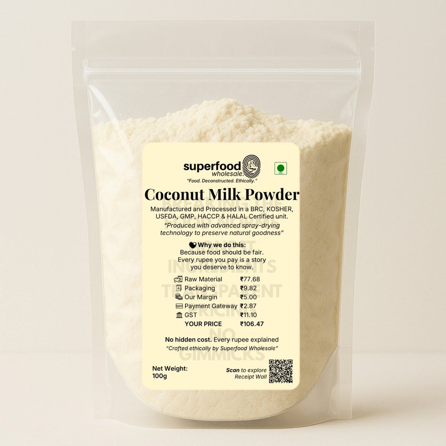 “Natural coconut milk powder, dairy-free vegan alternative for creamy curries, smoothies, desserts; instant mix, premium quality.”