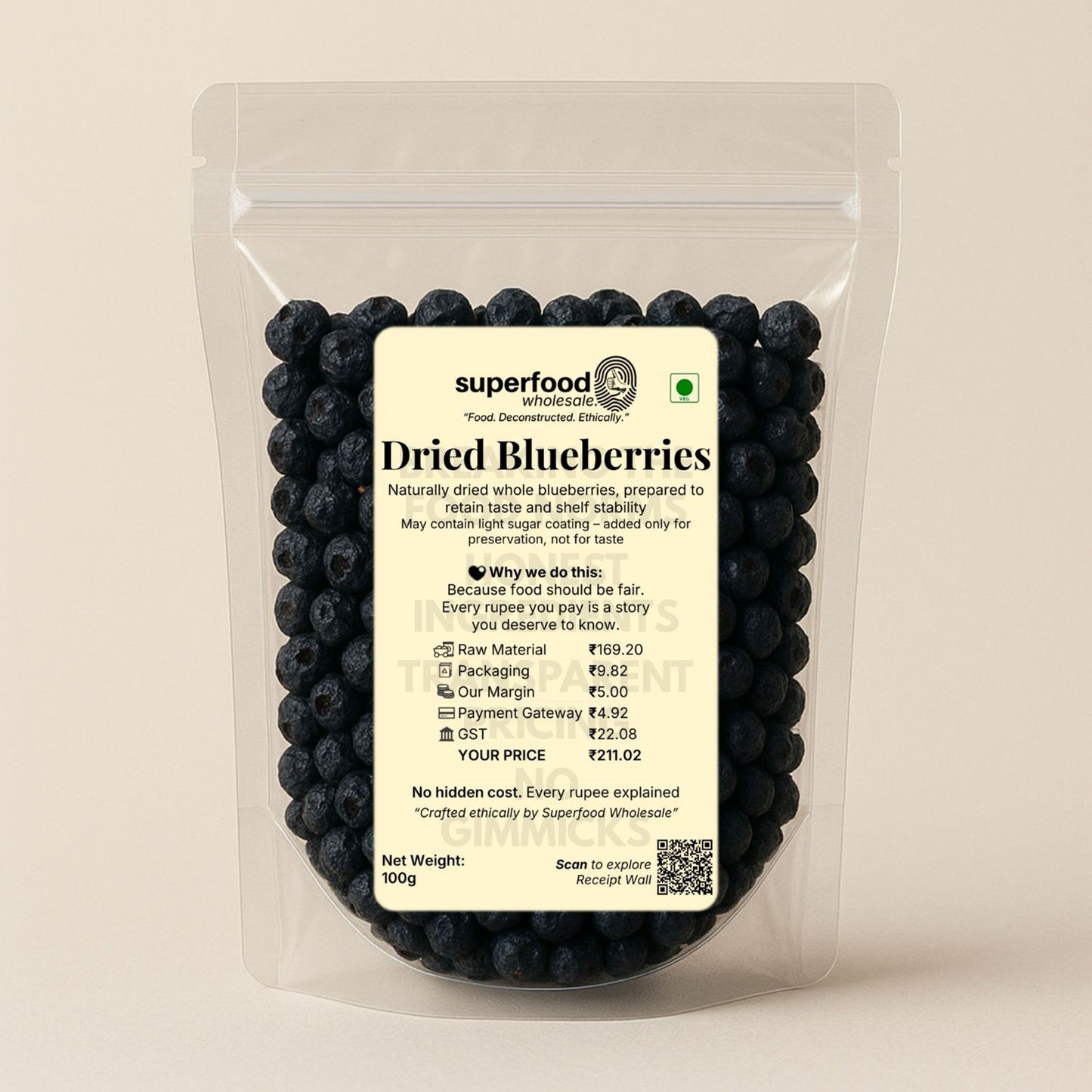 Premium dried blueberries, healthy snack rich in antioxidants.