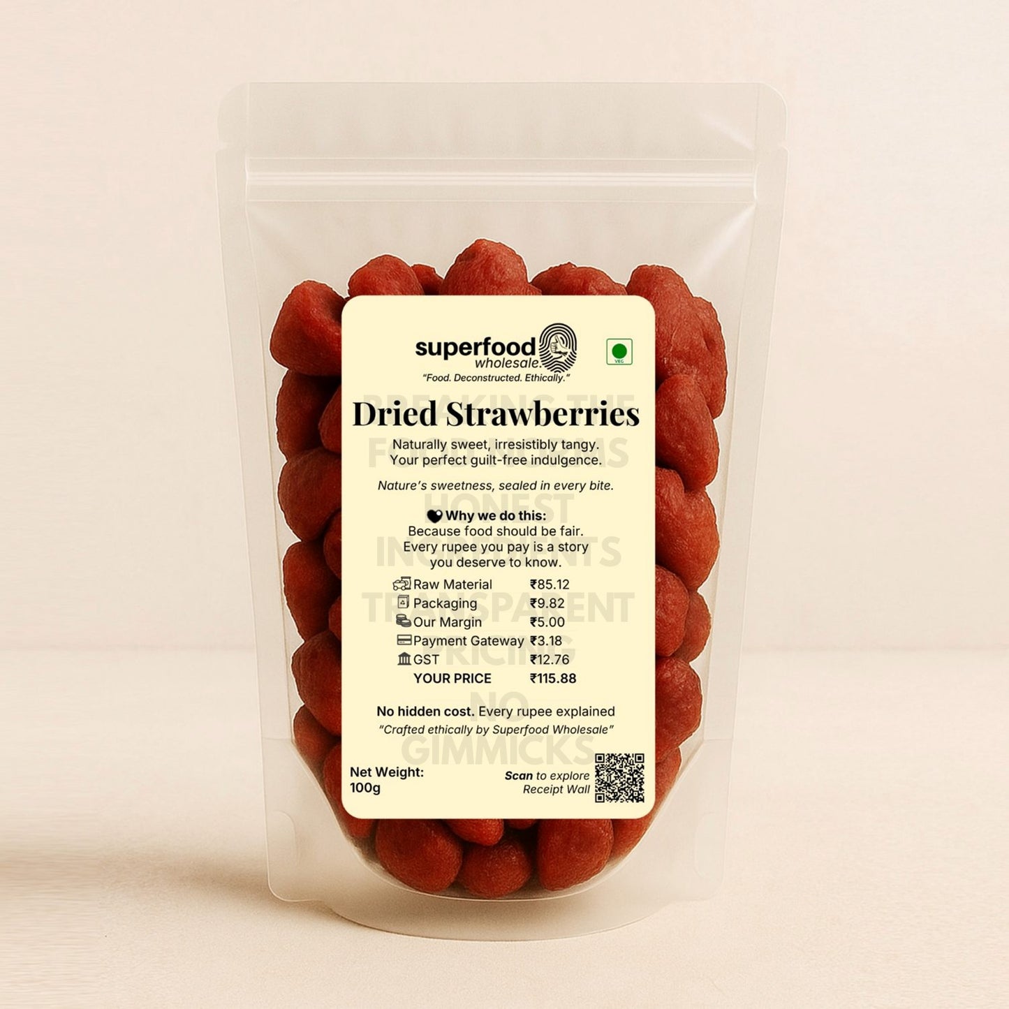 Delicious dried strawberries, vitamin-rich healthy snack for kids.