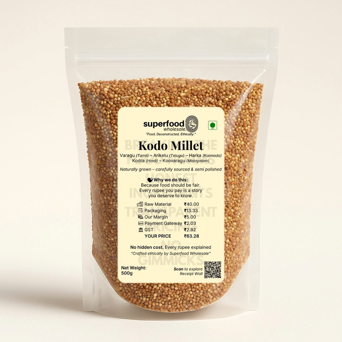 Healthy kodo millet rich in fiber and minerals, ideal for diabetic diet.