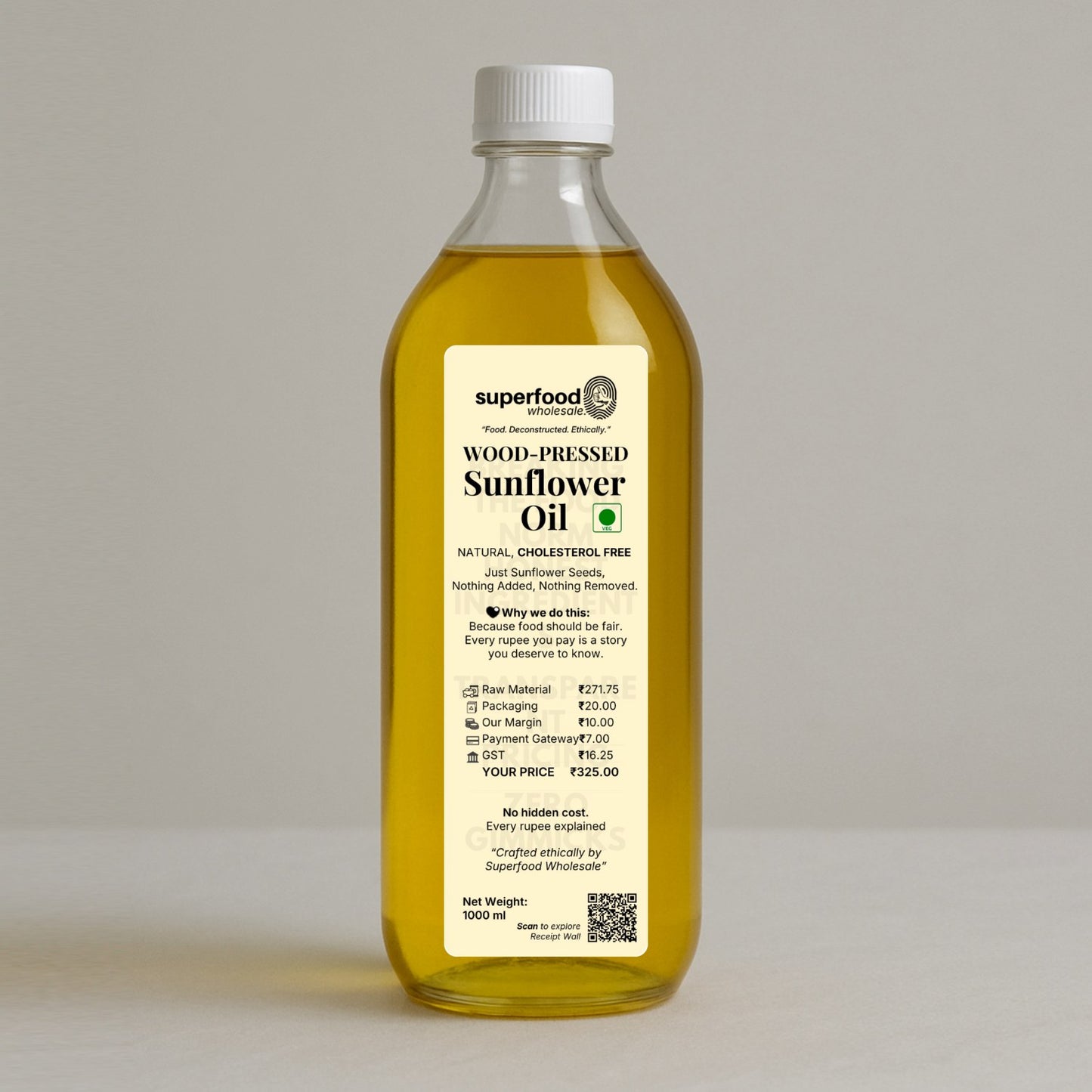 Organic wood-pressed sunflower oil, natural cooking oil for health.