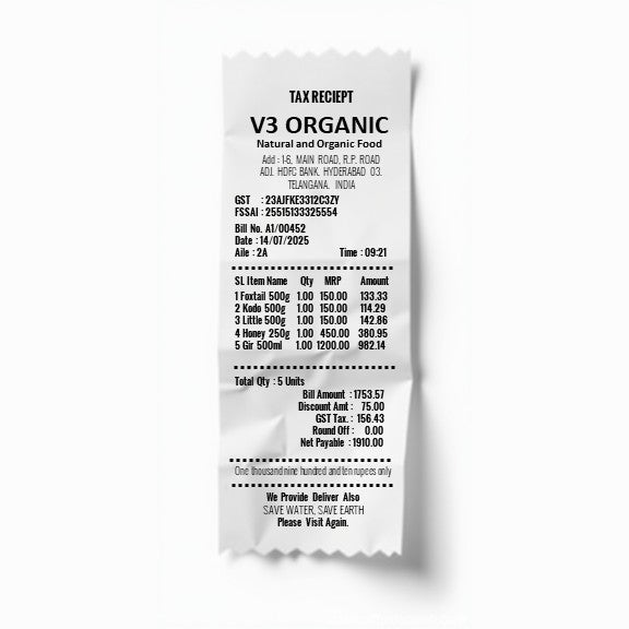 Tax reciept by a consumer shared for comparision.