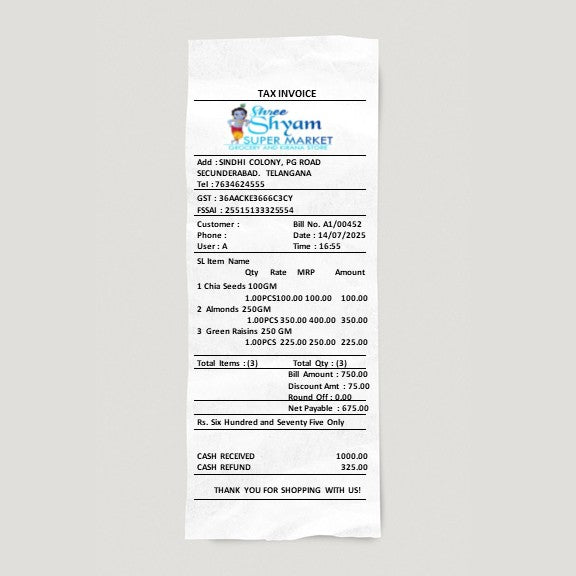 Reciept shared by a consumer for comparision on how much could have been saved at superfood wholesale.