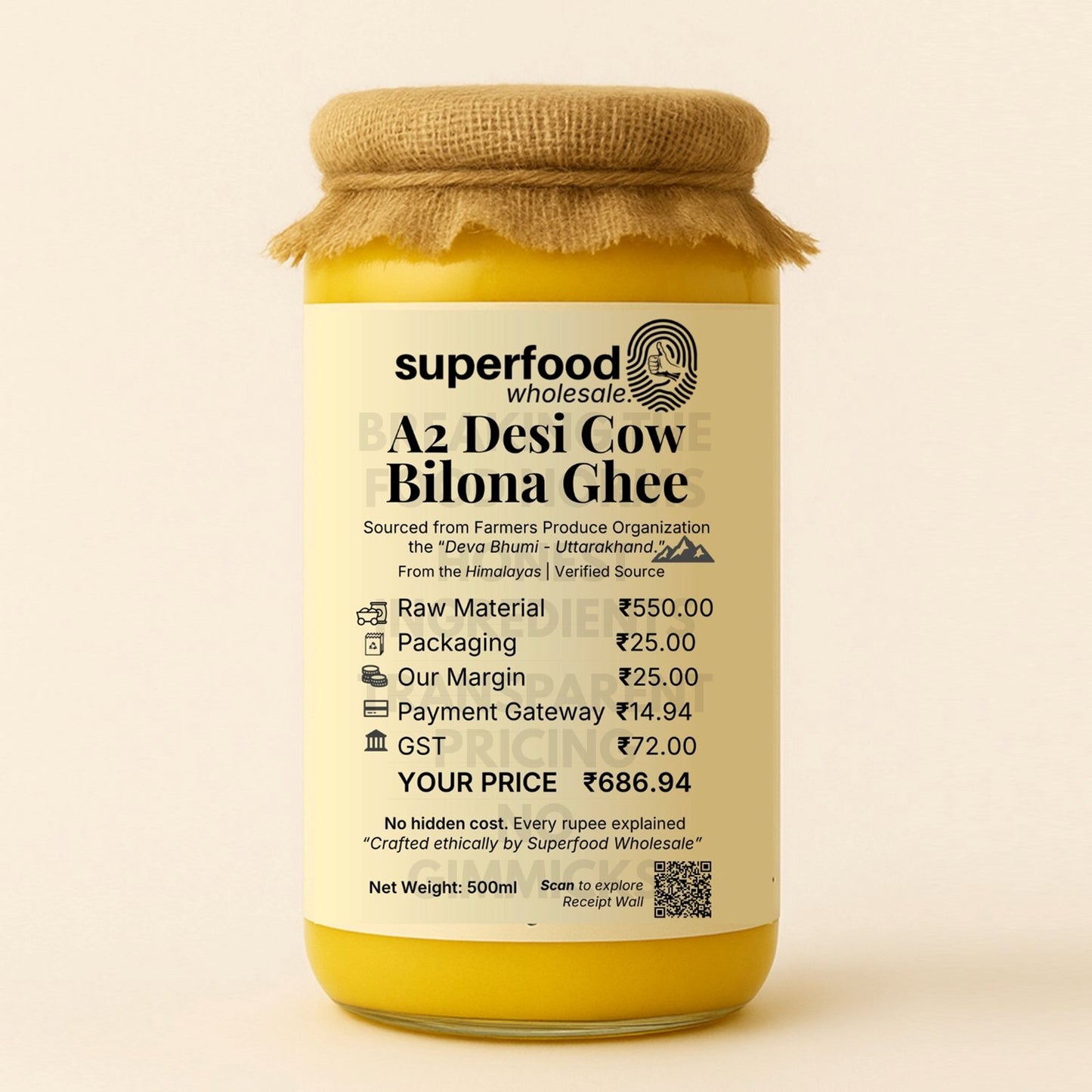Pure A2 Desi Cow Bilona Ghee, traditional hand-churned organic ghee for immunity and digestion.