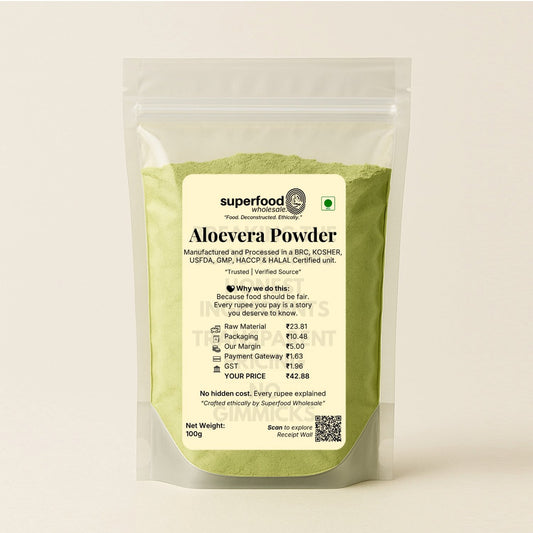 Pure aloe vera powder for skin care, hair care, and natural wellness.