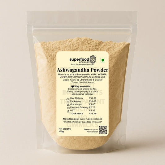 Pure ashwagandha powder for stress relief, strength, and energy.