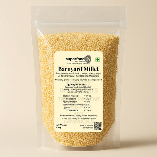 Gluten-free barnyard millet, rich in fiber and protein for healthy diet.