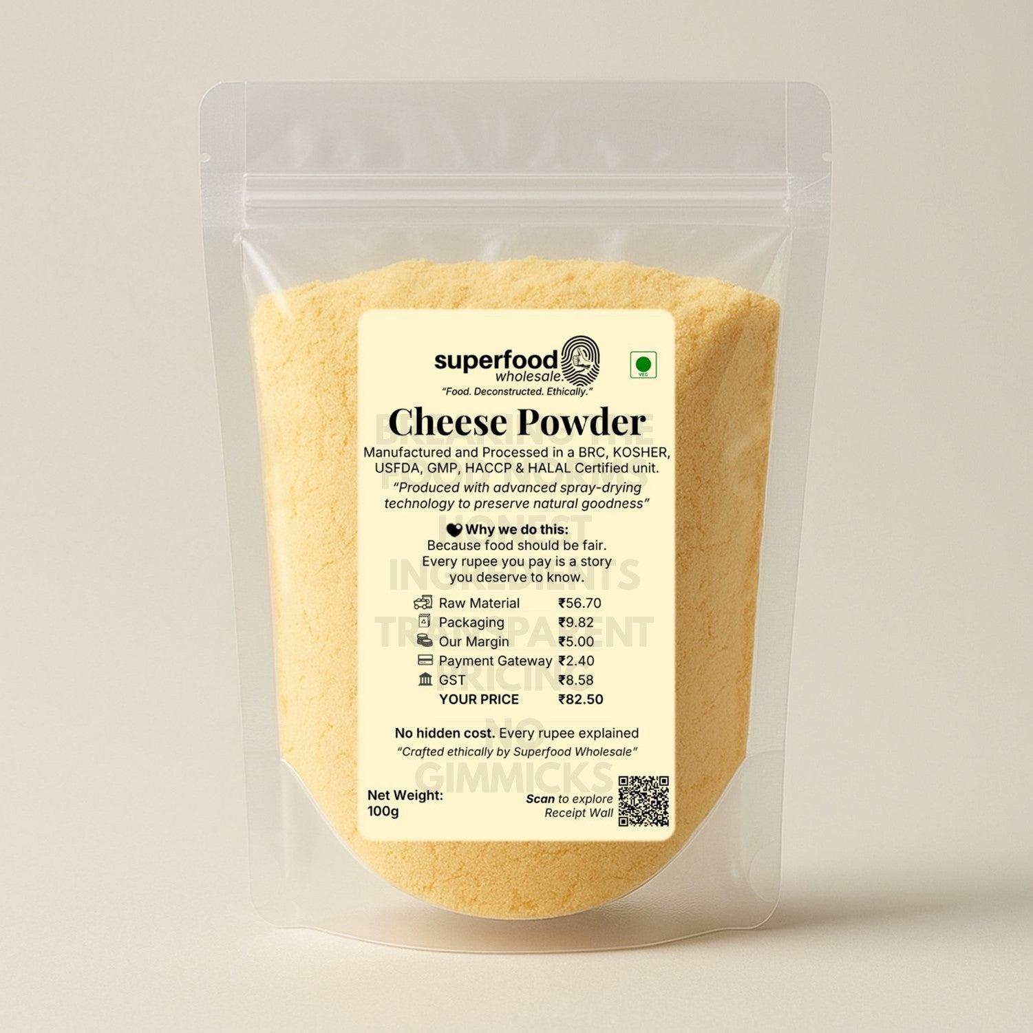 Premium cheese powder for flavoring snacks, pasta, sauces, popcorn and seasoning.