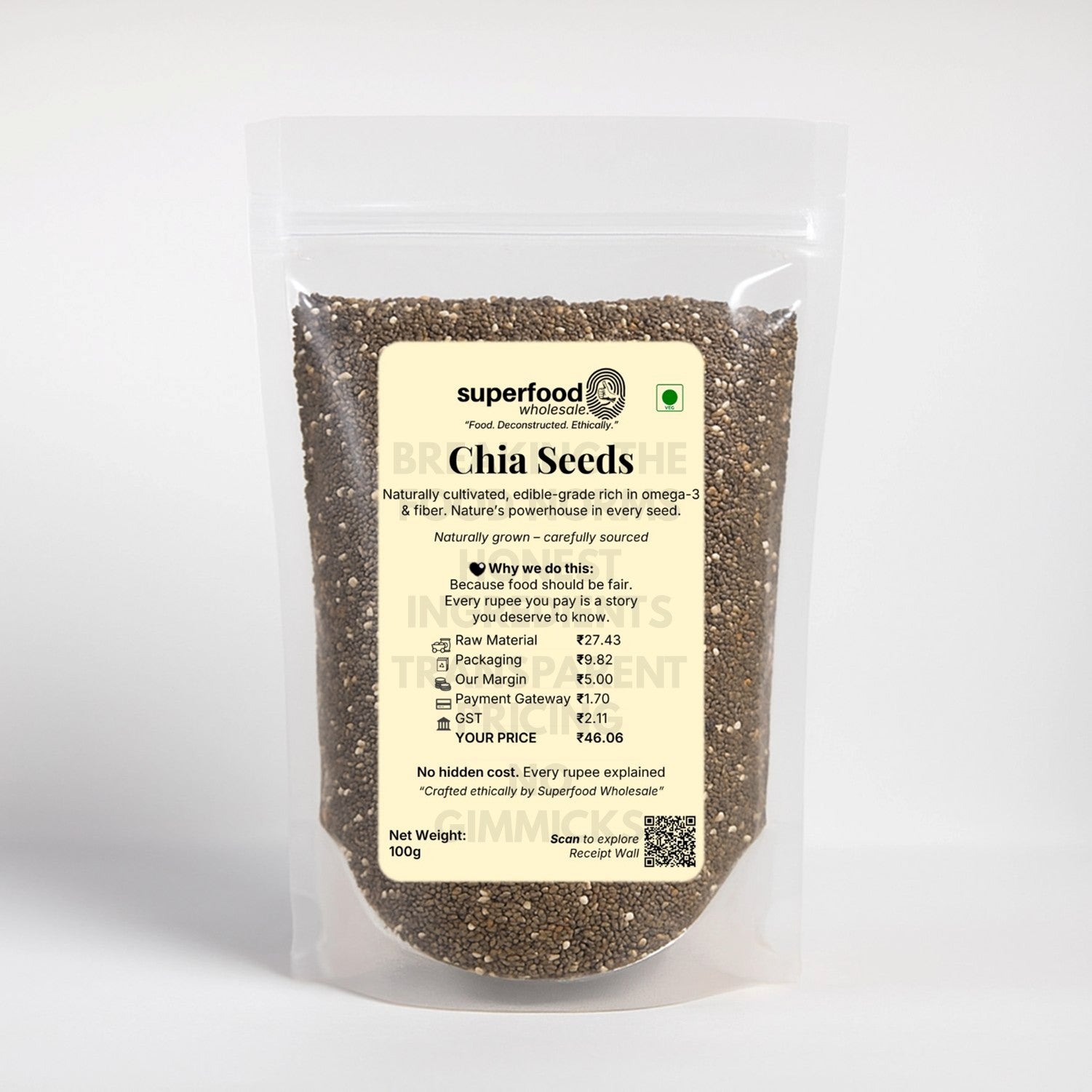 Organic chia seeds rich in omega-3, fiber, and protein for smoothies.