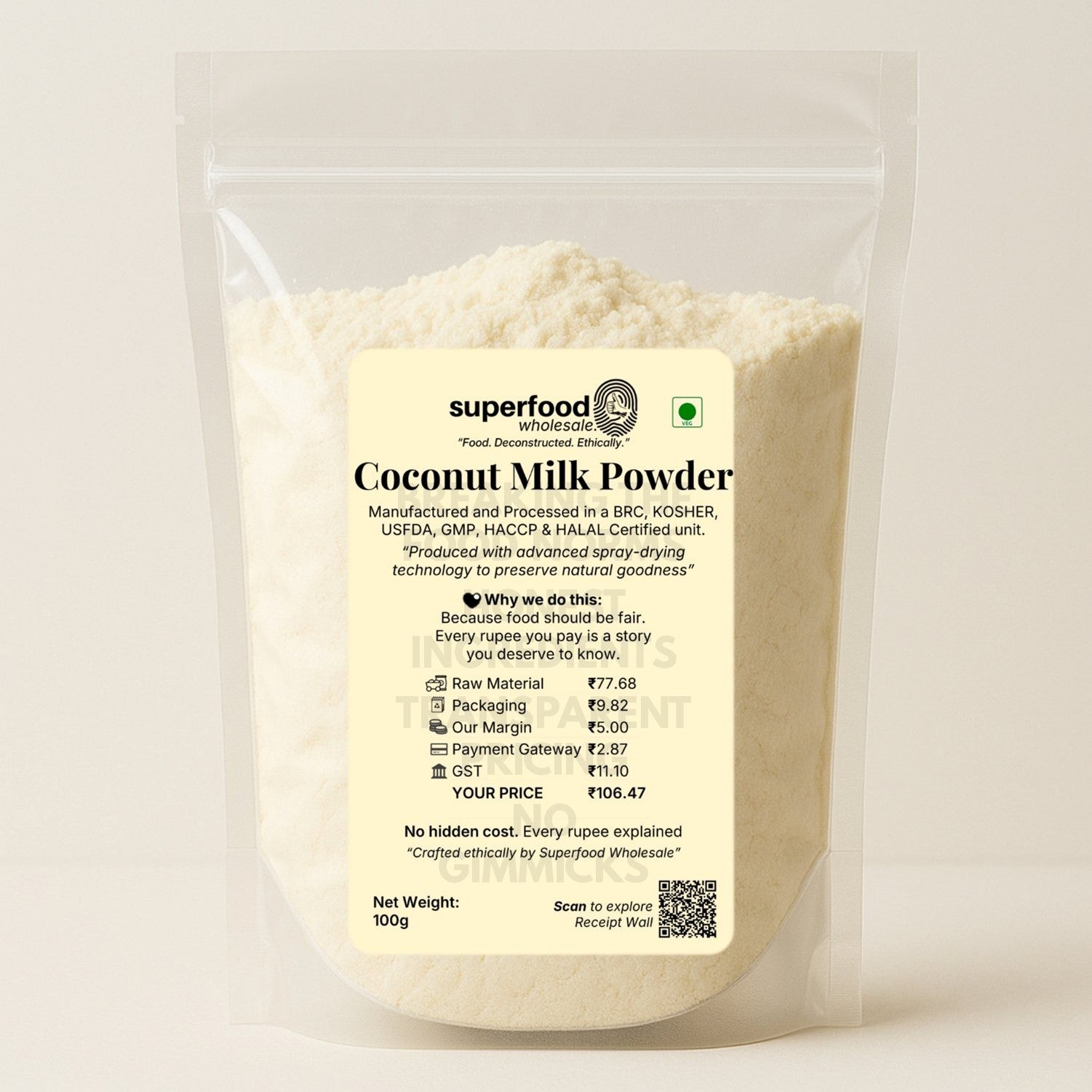 “Natural coconut milk powder, dairy-free vegan alternative for creamy curries, smoothies, desserts; instant mix, premium quality.”