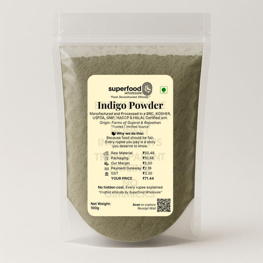 Pure indigo powder for natural black hair dye, safe and herbal.