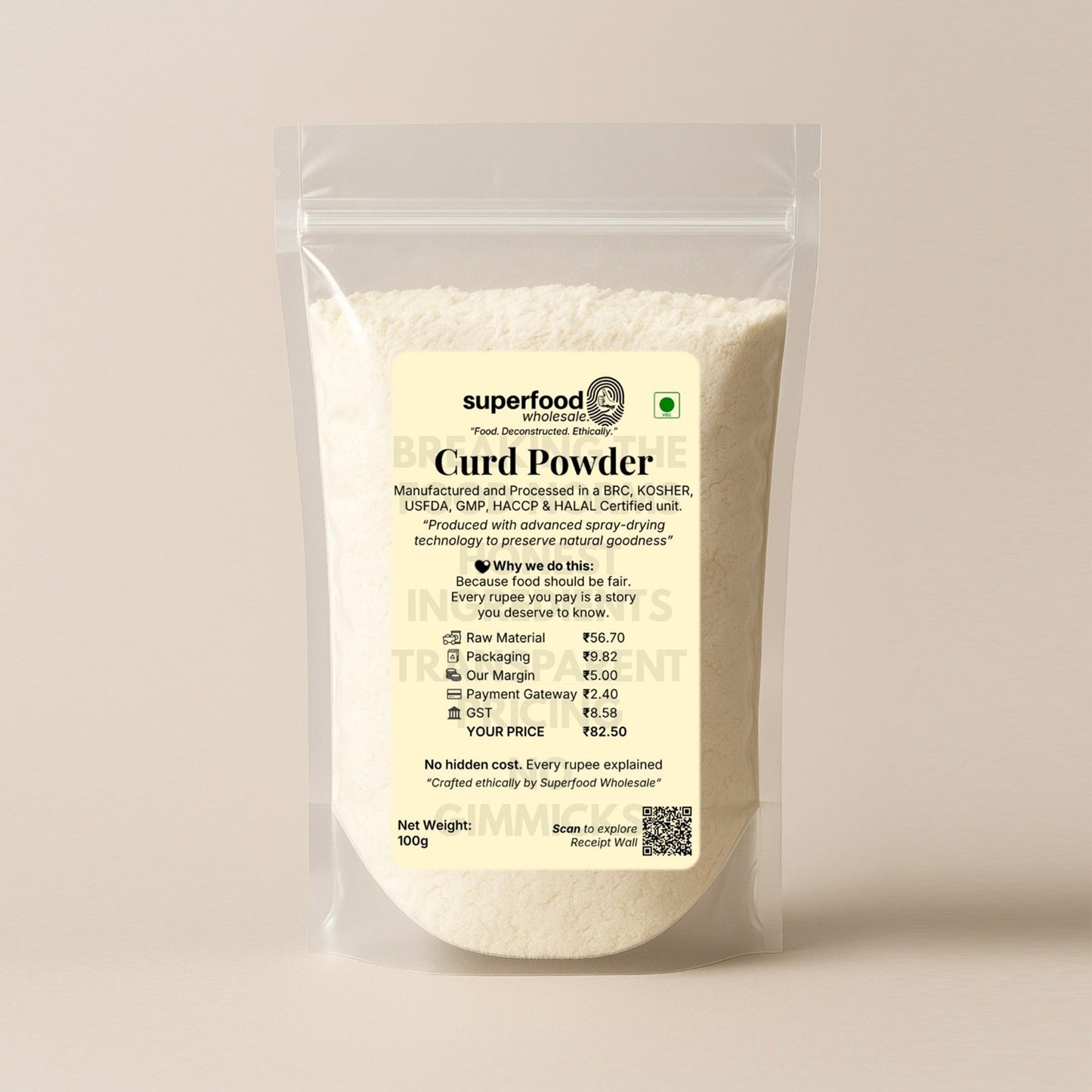 Instant curd powder for making probiotic-rich yogurt at home easily.