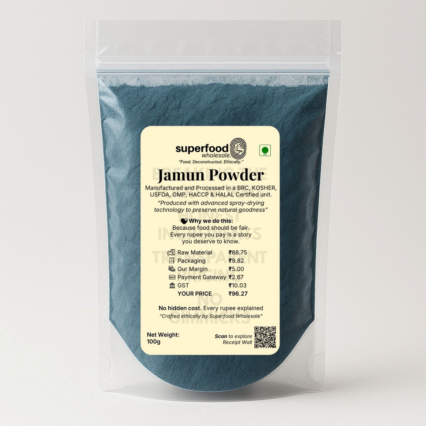 Organic jamun seed powder, Ayurvedic remedy for diabetes and digestive health.