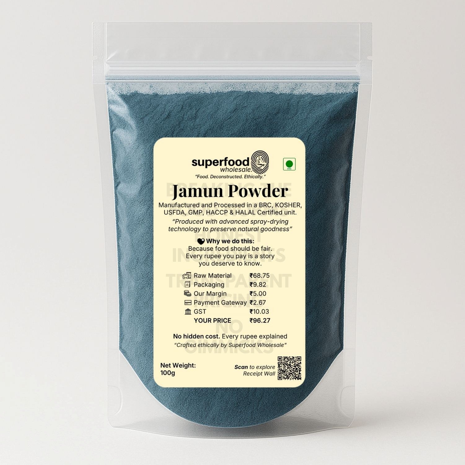 Organic jamun seed powder, Ayurvedic remedy for diabetes and digestive health.