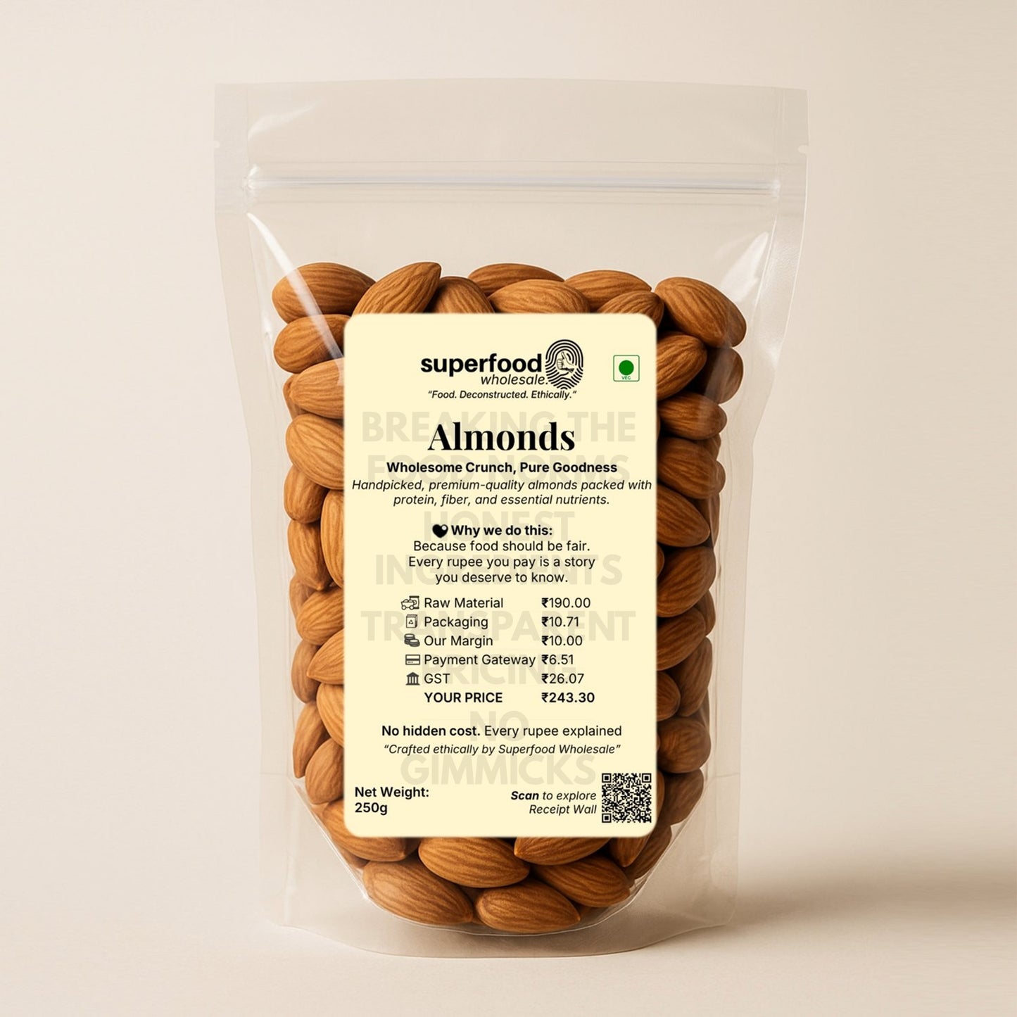 Premium raw almonds rich in protein and vitamin E for healthy snacking.