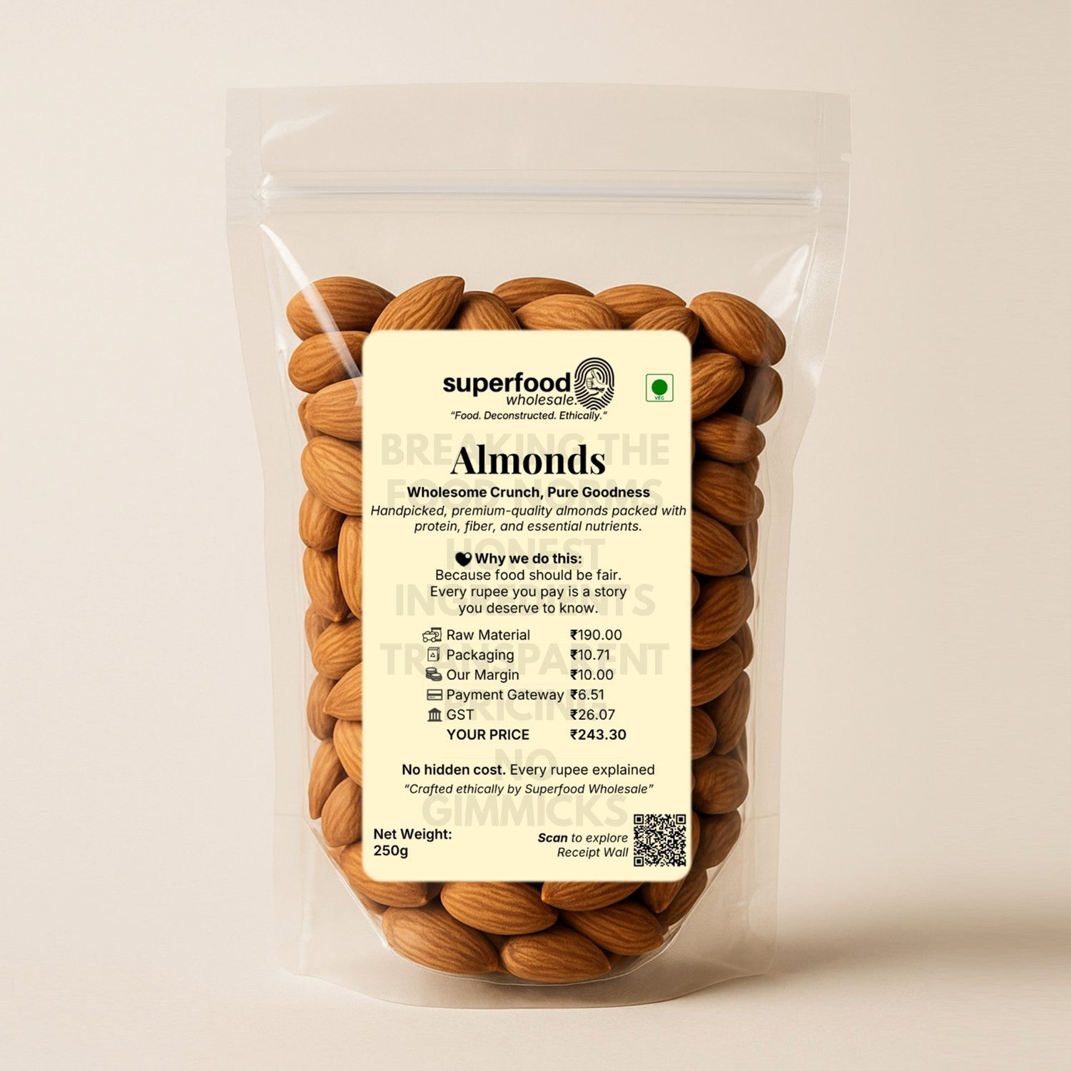 Premium raw almonds rich in protein and vitamin E for healthy snacking.