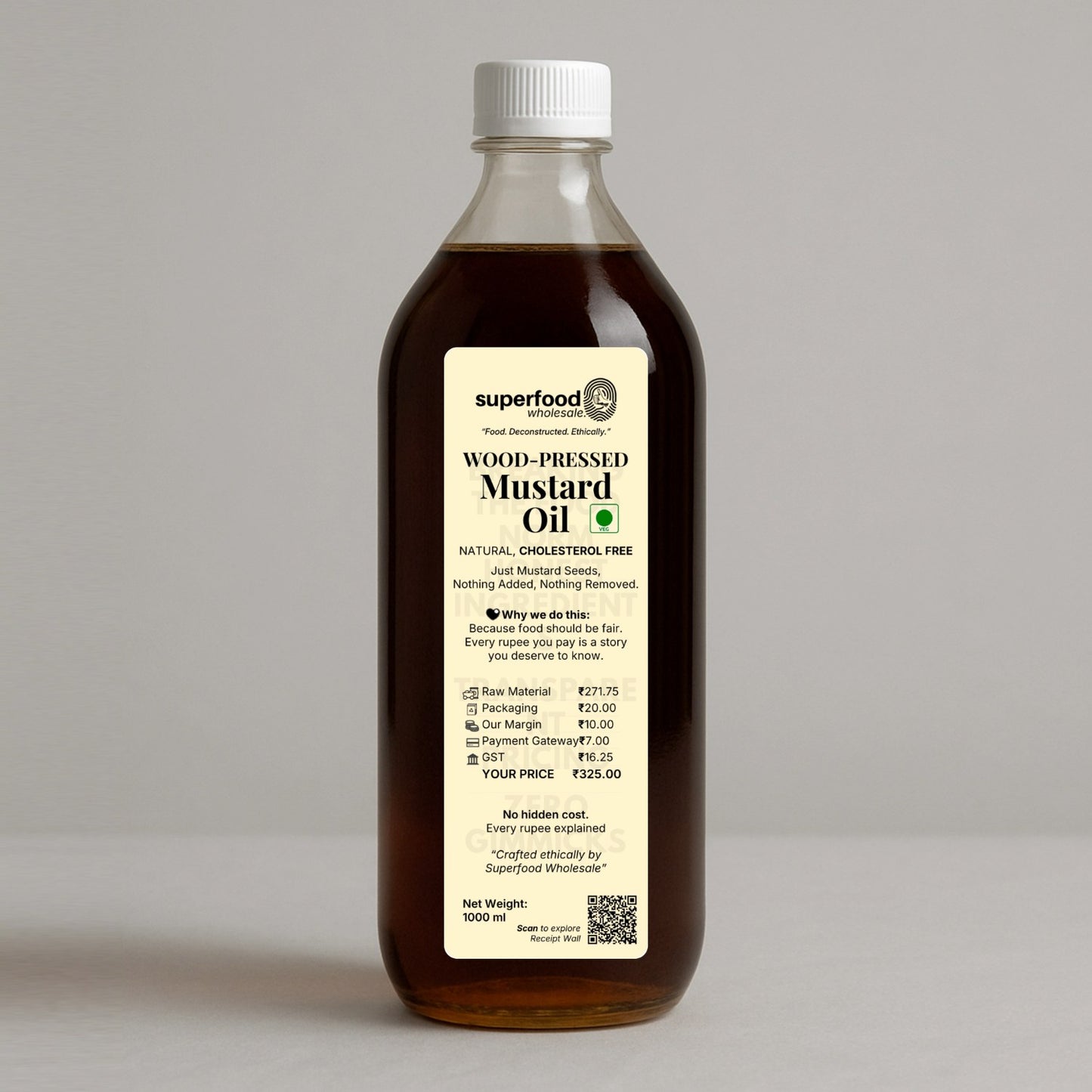 Pure wood-pressed mustard oil, cold-pressed for cooking and health.
